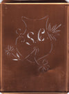 SC - Seltene Stickvorlage - Uralte Wäscheschablone mit Wappen - Medaillon