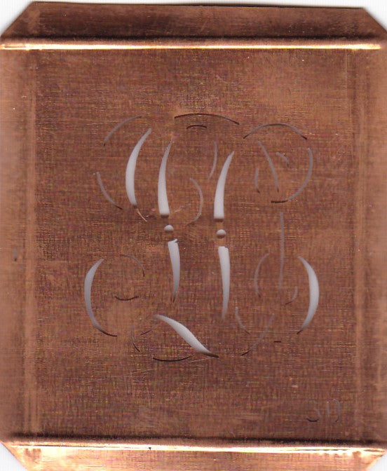 SD - Hübsche alte Kupfer Schablone mit 3 Monogramm-Ausführungen