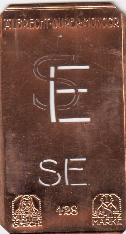 SE - Kleine Monogramm-Schablone in Jugendstil-Schrift