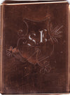 SE - Seltene Stickvorlage - Uralte Wäscheschablone mit Wappen - Medaillon