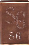 SG - Interessante alte Kupfer-Schablone zum Sticken von Monogrammen