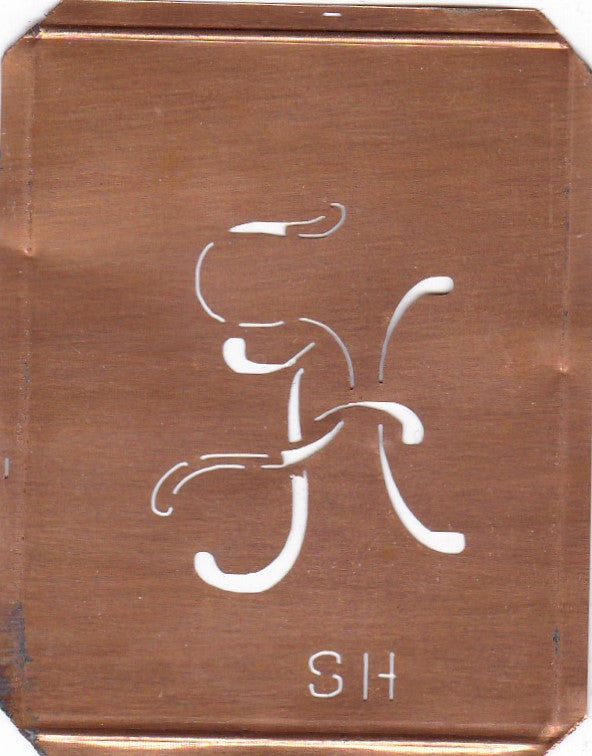 SH - 90 Jahre alte Stickschablone für hübsche Handarbeits Monogramme