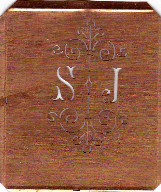 SJ - Besonders hübsche alte Monogrammschablone