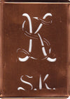 SK - Stickschablone für 2 verschiedene Monogramme
