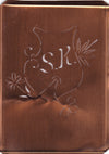SK - Seltene Stickvorlage - Uralte Wäscheschablone mit Wappen - Medaillon