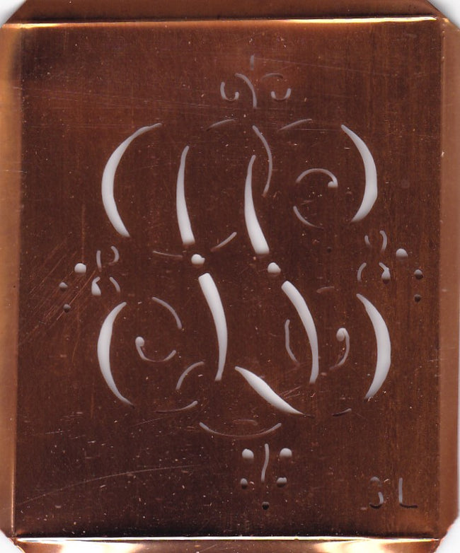 SL - Antiquität aus Kupferblech zum Sticken von Monogrammen und mehr