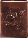 SL - Seltene Stickvorlage - Uralte Wäscheschablone mit Wappen - Medaillon