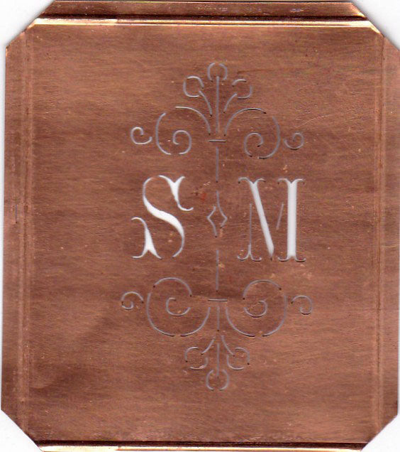 SM - Besonders hübsche alte Monogrammschablone