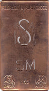 SM - Kleine Monogramm-Schablone in Jugendstil-Schrift