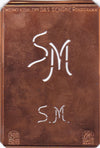 SM - Alte sachlich designte Monogrammschablone zum Sticken