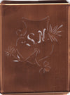 SN - Seltene Stickvorlage - Uralte Wäscheschablone mit Wappen - Medaillon
