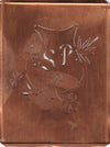 SP - Seltene Stickvorlage - Uralte Wäscheschablone mit Wappen - Medaillon