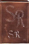SR - Interessante alte Kupfer-Schablone zum Sticken von Monogrammen