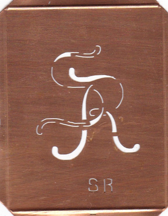 SR - 90 Jahre alte Stickschablone für hübsche Handarbeits Monogramme