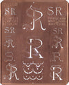SR - Uralte Monogrammschablone aus Kupferblech