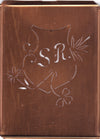 SR - Seltene Stickvorlage - Uralte Wäscheschablone mit Wappen - Medaillon