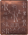 SR - Große attraktive Kupferschablone mit vielen Monogrammen
