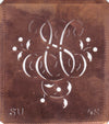 SU - Alte Schablone aus Kupferblech mit klassischem verschlungenem Monogramm 