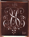 SU - Alte Monogramm Schablone mit nostalgischen Schnörkeln
