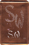 SW - Interessante alte Kupfer-Schablone zum Sticken von Monogrammen