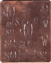 SW - Große attraktive Kupferschablone mit vielen Monogrammen