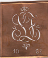 SZ - Alte Monogrammschablone aus Kupfer