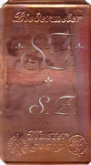 www.knopfparadies.de - SZ - Alte Stickschablone mit 2 zarten Monogrammen