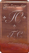 www.knopfparadies.de - TC - Alte Stickschablone mit 2 zarten Monogrammen