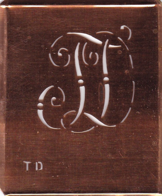 TD - Alte verschlungene Monogramm Stick Schablone
