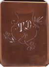 TD - Seltene Stickvorlage - Uralte Wäscheschablone mit Wappen - Medaillon