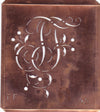 TF - Alte Schablone aus Kupferblech mit klassischem verschlungenem Monogramm 