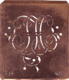 TH - Alte Schablone aus Kupferblech mit klassischem verschlungenem Monogramm 