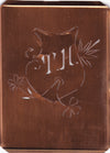 TH - Seltene Stickvorlage - Uralte Wäscheschablone mit Wappen - Medaillon