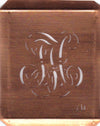 TH - Hübsche alte Kupfer Schablone mit 3 Monogramm-Ausführungen