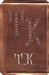 TK - Interessante alte Kupfer-Schablone zum Sticken von Monogrammen