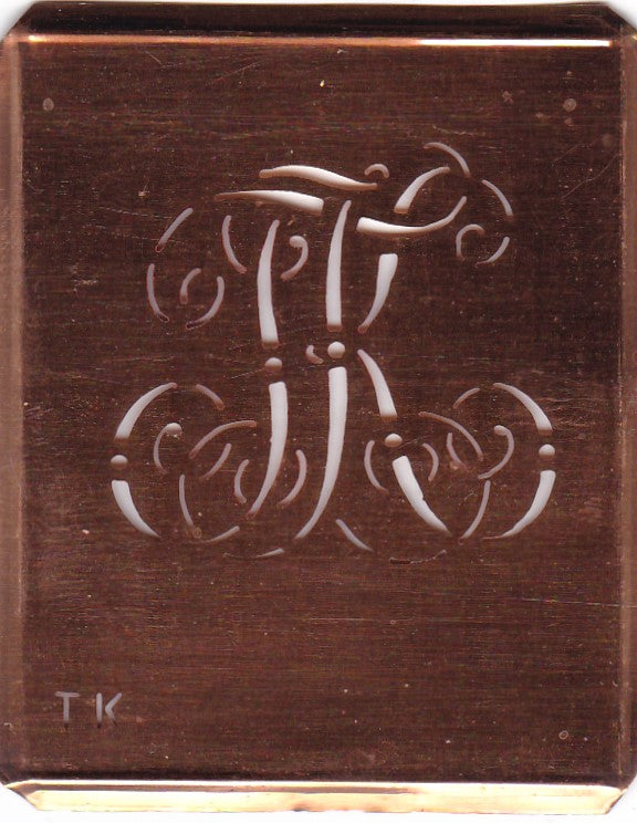 TK - Alte verschlungene Monogramm Stick Schablone