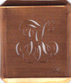 TK - Hübsche alte Kupfer Schablone mit 3 Monogramm-Ausführungen