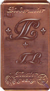 www.knopfparadies.de - TL - Alte Stickschablone mit 2 zarten Monogrammen