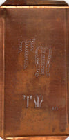 TM - Kupfer Schablone zum Sticken von 2 Monogrammen