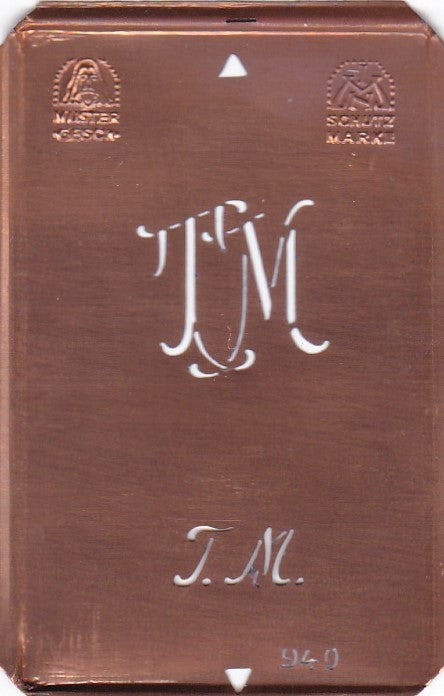 TM - Alte Monogramm Schablone zum Sticken