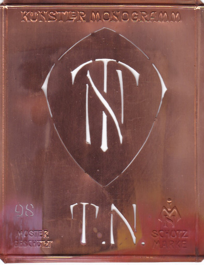 TN - Besondere Jugendstil Monogrammschablone