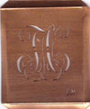 TN - Hübsche alte Kupfer Schablone mit 3 Monogramm-Ausführungen