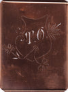 TO - Seltene Stickvorlage - Uralte Wäscheschablone mit Wappen - Medaillon