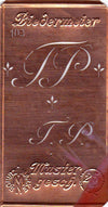 www.knopfparadies.de - TP - Alte Stickschablone mit 2 zarten Monogrammen
