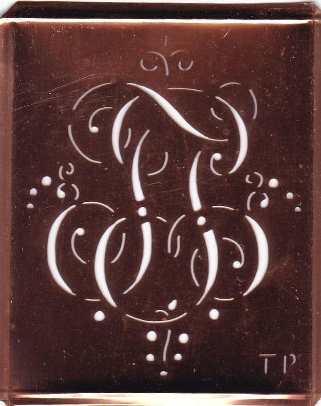 TP - Alte Monogramm Schablone mit Schnörkeln