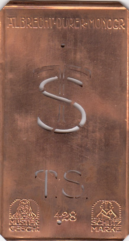 TS - Kleine Monogramm-Schablone in Jugendstil-Schrift