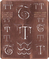 TT - Uralte Monogrammschablone aus Kupferblech