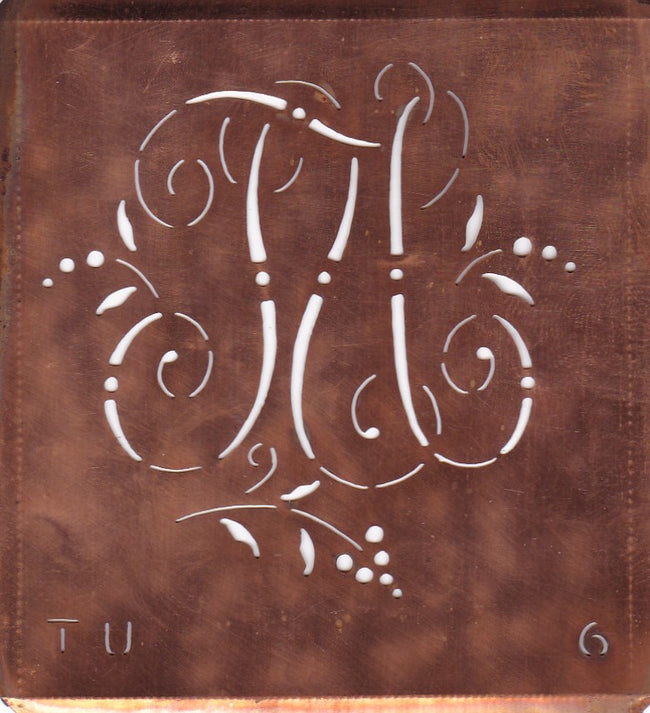 TU - Interessante Monogrammschablone aus Kupferblech