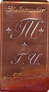 www.knopfparadies.de - TU - Alte Stickschablone mit 2 zarten Monogrammen