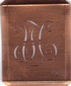 TU - Hübsche alte Kupfer Schablone mit 3 Monogramm-Ausführungen